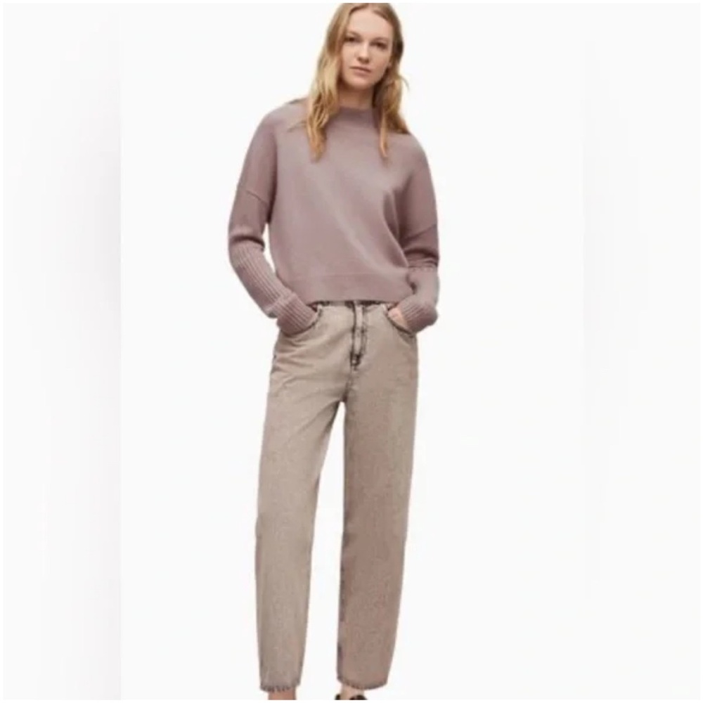 All Saints Dusty Pink Cashmere Turtleneck Sweater